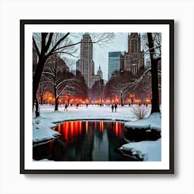 Central Park At Night Art Print