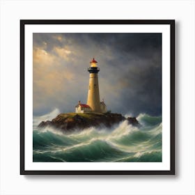 Lighthouse oil painting #2 Art Print