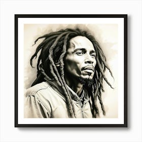 Chalk Painting Of Bob Marley Art Print