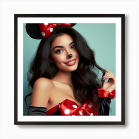 Beautiful Woman In Minnie Mouse Costume Art Print