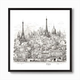 Paris Skyline Art Print