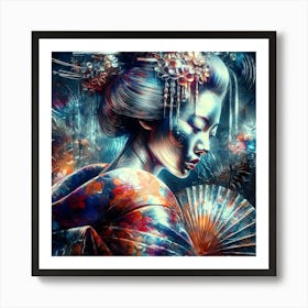 Japan Traditional Geisha Illustration By Ad 87 Art Print