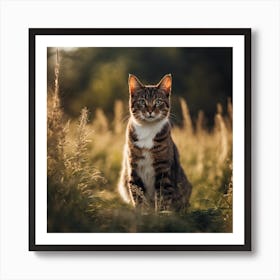 Cat In A Field Art Print