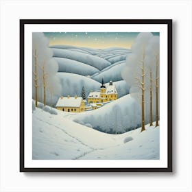 winter snowy landscape, Klimt style Art Print