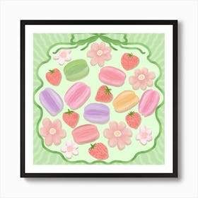 Sweet Macaroons in Mint Green Art Print