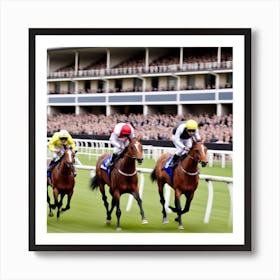 Jockeys Racing In A Race Art Print