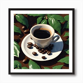 Coffee And Leaves Art Print