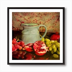 Pomegranate And Grapes Art Print