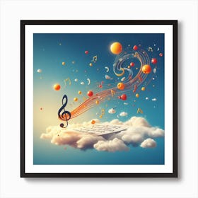 Music Notes In The Clouds Art Print