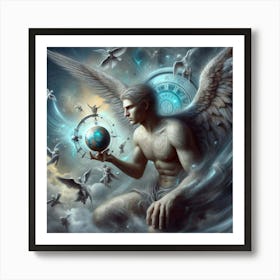 Angel Holding A Globe Art Print