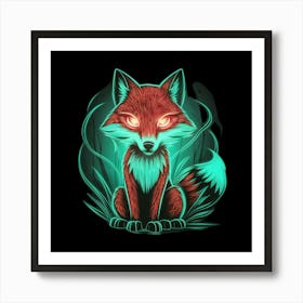 Fox Glowing In The Dark Art Print