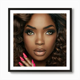 Black Woman With Pink Nails 4 Art Print