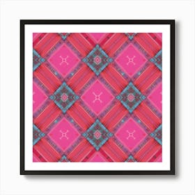 Pink And Blue Squares Art Print