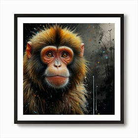 Leonardo Lightning Xl Watercolor Art A Painting Of An Monkey W 1 Art Print