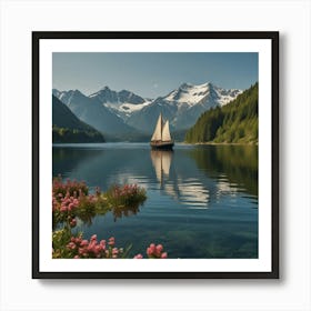 Sailboat On A Lake 1 Art Print