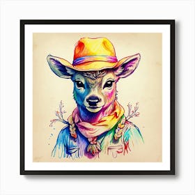 Deer In A Hat 8 Art Print