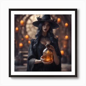 Witch Holding Jar Art Print