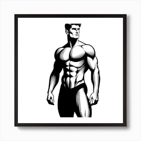 Muscular Bodybuilder Art Print