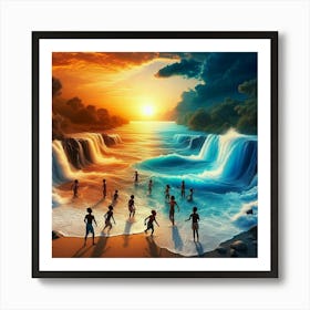 Children At The Beach Art Print