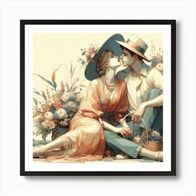 Couple Kissing Art Print