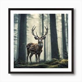 Deer In The Forest Haze Ultra Detailed Film Photography Light Leaks Larry Bud Melman Trending (32) Art Print