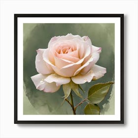 Pale Pink Rose On Grey 02 Art Print