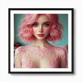 Pink Haired Girl 1 Art Print