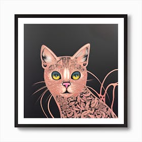 Pretty Pink Cat Art Print