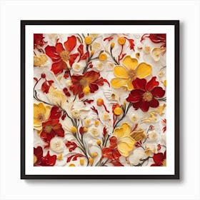 Red and white and yellow Art Print