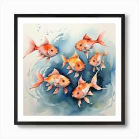 Goldfish Watercolor Painting Art Print