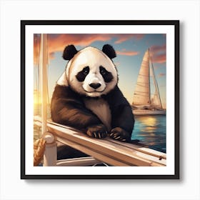 Panda Yacht Captain Art Print