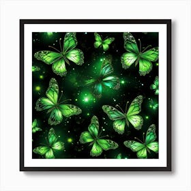 Green Butterflies Art Print