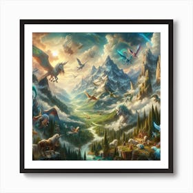 Unicorns In The Mountains Art Print