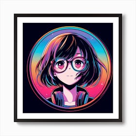 Anime Girl With Glasses 9 Art Print