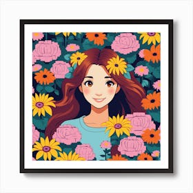 Flower Girl In The Garden Art Print