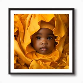 Portrait Of A Baby In Flowers Art Print