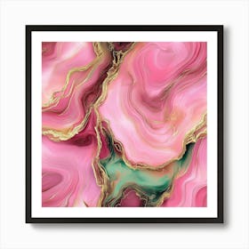 Pink and Green Marble Design Art Print