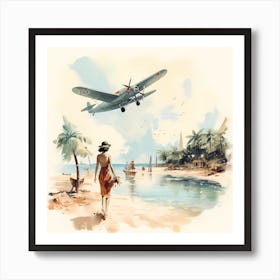 Retro Radiance: Watercolour Nostalgia Art Print