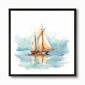 Large Sailing Boat In Tranquil Waters Art Print