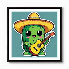 Cactus With Guitar 4 Art Print