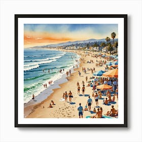 California Beach - watercolor 1 Art Print