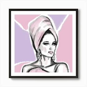 Fashion, Pink & Purple drawing Art Print