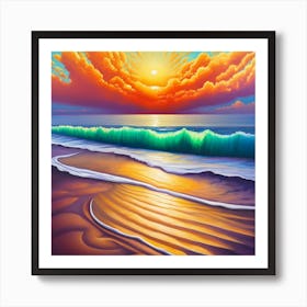 Sunset On The Beach Art Print