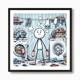 Man In A Laundry Room Art Print