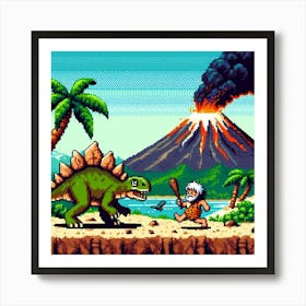 8-bit prehistoric landscape 3 Art Print