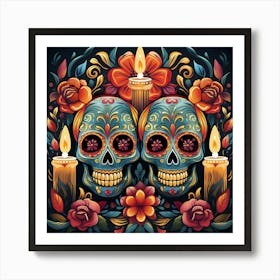 Day Of The Dead Skulls 2 Art Print