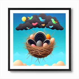 Birds In A Nest 77 Art Print