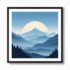 Misty mountains background in blue tone 52 Art Print