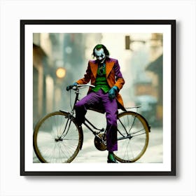 Joker On A Bicycle Art Print