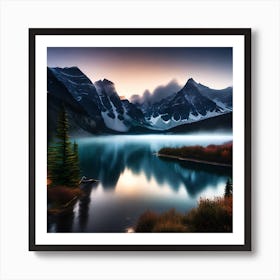 Sunrise At Lake Banff 1 Art Print